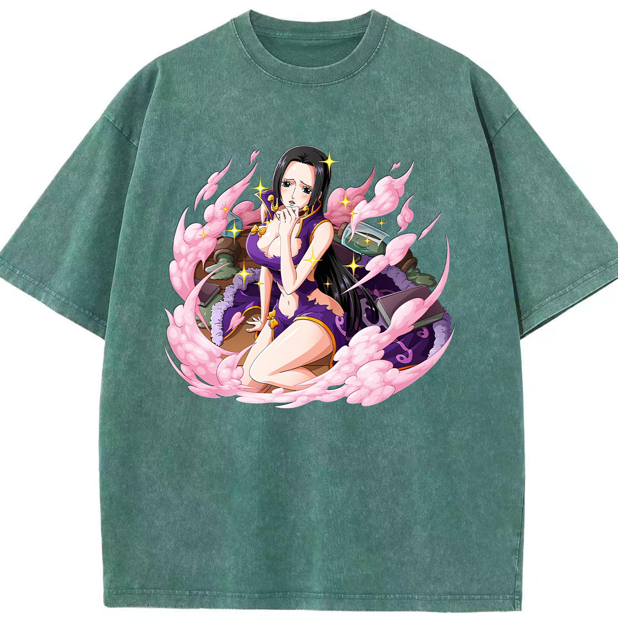 ワンピース ボア・ハンコック ONE PIECE Boa·Hancock 綿100% ヴィンテージ風 半袖Tシャツ（フロントプリント）